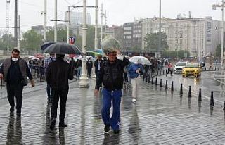 Taksim’de etkili olan sağanak yağmur ve rüzgar...