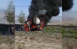 Tekeri kilitlenen tanker alev topuna döndü, sürücü...