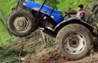 Traktör sürücüsü yürekleri ağza getirdi