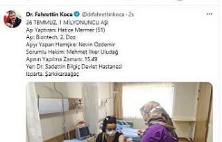 1 milyonuncu aşı Isparta’da uygulandı