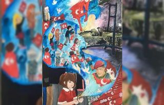 Alanyalı öğrenci 15 Temmuz resim yarışmasında...
