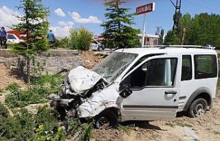 Bahçeye düşen aracın sürücüsü yaralandı