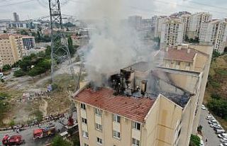 Başakşehir’de korkutan yangın havadan görüntülendi