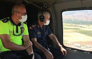 Elazığ’da helikopter destekli trafik denetimi