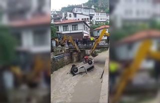 Fren yerine gaza basınca dereye uçtu: 1 yaralı