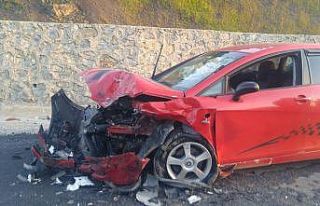 İki otomobil kafa kafaya çarpıştı: 2 Yaralı