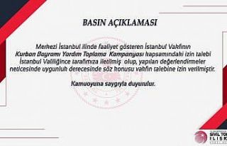 İstanbul Vakfı’nın kurban kampanyası izin başvurusu...