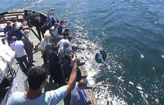 Kabotaj Bayramında batık gemiye çelenk bırakıldı