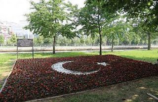 Kağıthane’de Türk bayrağı begonyalarla süslendi
