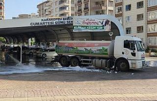 Karaköprü’de kesim yerleri dezenfekte edildi