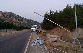 Kontrolden çıkan tır şarampole girdi
