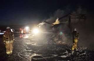 Kuzey Marmara Otoyolunda saman yüklü tır dorsesi...