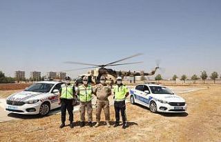 Mardin’de helikopter ile havadan trafik denetimi...