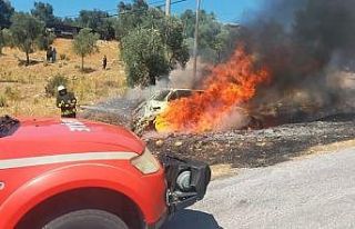 Önce yandı, sonra şarampole devrildi