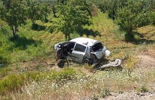 Otomobilin şarampole uçması sonucu 2 kişi yaralandı