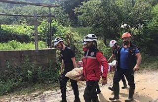 Selde mahsur kalan yaşlı kadını, AFAD ekipleri...