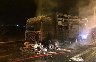 Tarsus’ta yanan kamyon hurdaya döndü