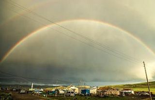 Yağmur sonrası gökkuşağı hayran bıraktı