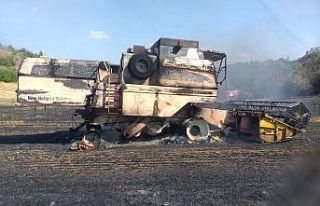 Alev alan biçerdöver ormanı yakıyordu