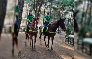 Atlı polisler yangın denetiminde