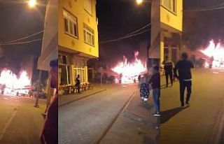 Bartın’da içinde tüp olan market alev alev yandı