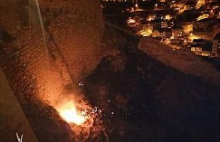 Bayburt Kalesinde örtü yangını