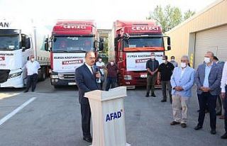 Bursa’dan afetzedelere yardım tırları yola çıktı