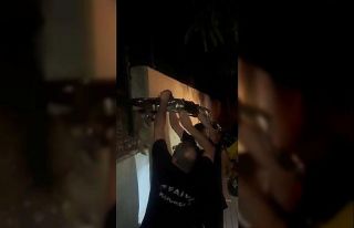 Demir parmaklıklara sıkışan köpeği itfaiye kurtardı