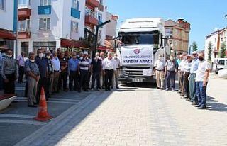 Hisarcık Belediyesi yangın bölgesine yardım tırı...