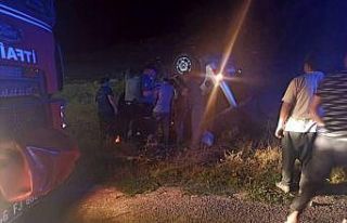 İneğe çarpan otomobil takla attı: 1 ölü, 1 yaralı