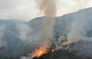 Karabük’teki orman yangını havadan görüntülendi