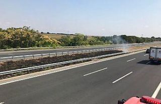 Kırklareli’nde sigara izmaritlerinden otoyolda...