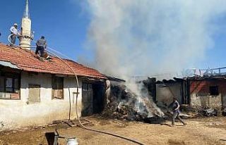 Samanlık yangını eve sıçramadan söndürüldü