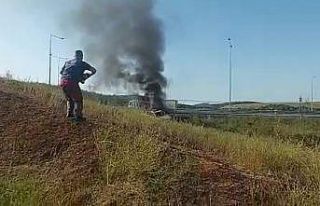 Şarampole yuvarlanıp yanan araçtan burnu bile kanamadan...