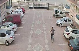 Sitenin bahçesinden bisiklet çalan hırsız kameraya...