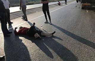 Tekeri fırlayan çapa motoruna tır çarptı: 1 yaralı