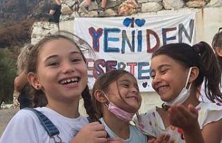 Yangın bölgesindeki çocuklar için şenlik düzenlediler