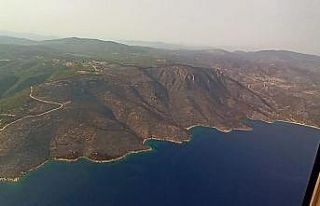 Yangın sonrası siyaha bürünen Muğla gökyüzünden...