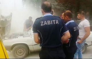 Zabıtanın dikkati aracı yanmaktan kurtardı