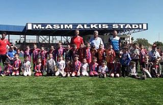 800 minik kozlarını yeşil sahada paylaştı