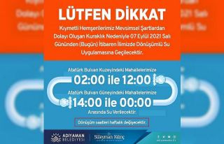 Adıyaman’da dönüşümlü su uygulamasına geçilecek