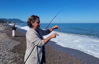 Denize oltayı atan kova kova balık tutuyor