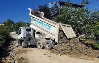 Diyarbakır Büyükşehir Belediyesi sel bölgesindeki...