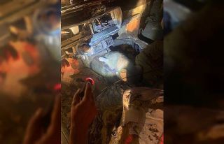 Kafası vites boşluğuna sıkışan köpeği itfaiye...