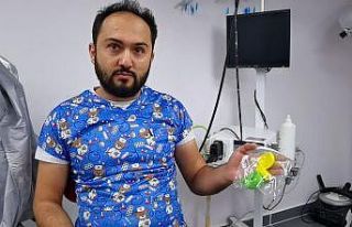 Köpeğin yuttuğu balonlar endoskopi yöntemiyle...