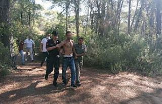 Ormanı yakarken suçüstü yakalanan şüpheli adam...