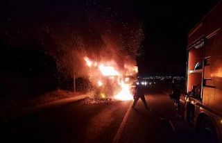 Seyir halindeki kamyon alev topuna döndü