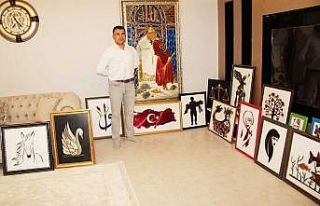 Terör gazisi evini sanat atölyesine çevirdi