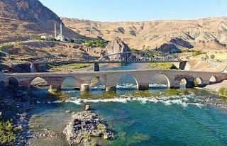 Yüzlerce yıllık Palu Köprüsü tarihe meydan okuyor