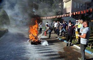 Akdeniz Belediyesi’nde yangın tatbikatı gerçekleştirildi